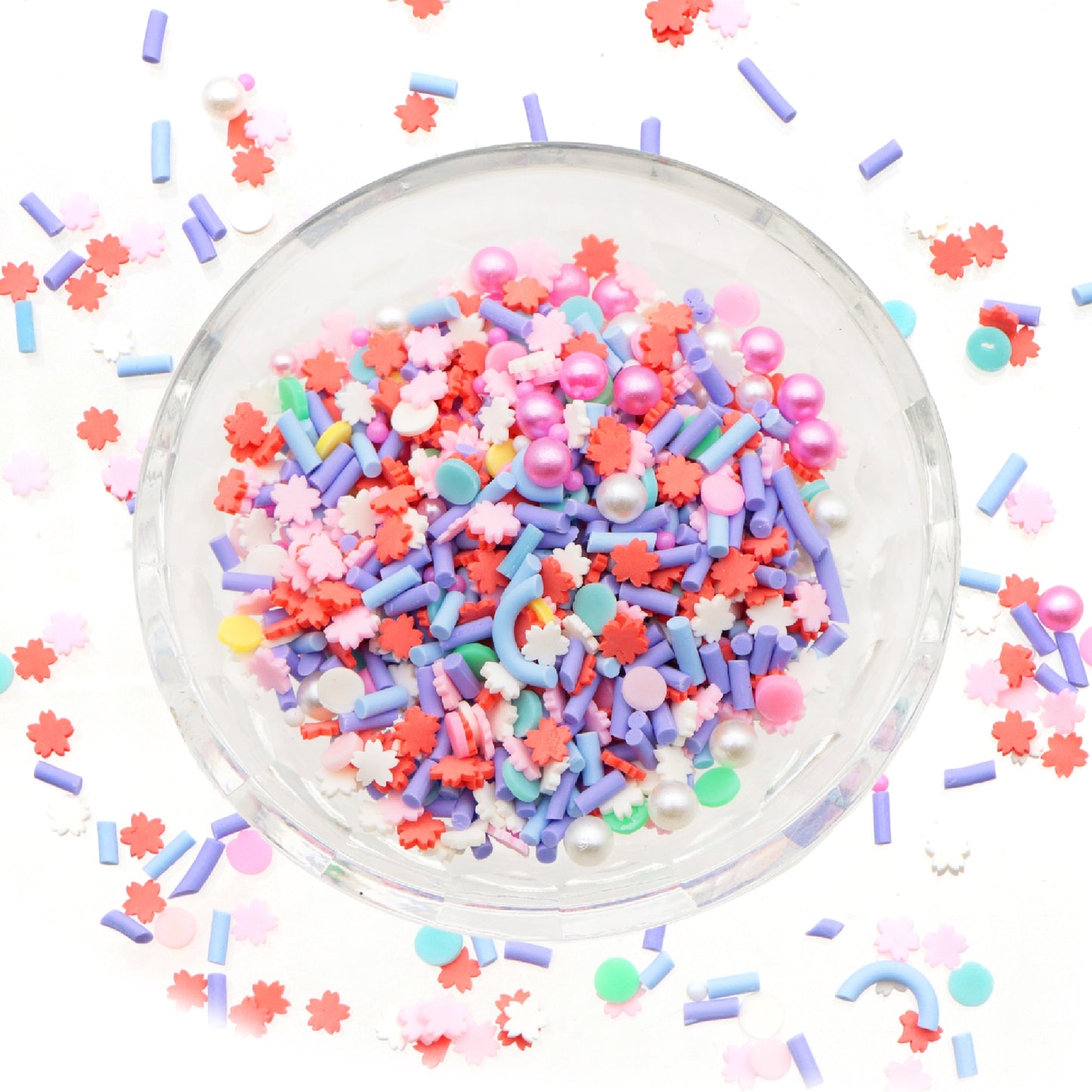 20g/pack Mixed Nail Art Polymer Clay Slices & Faux Pearl Beads - Star Flower Shaped,Unscented - Slime Charms for Resin, Lip Gloss DIY, Nail Art & Crafts