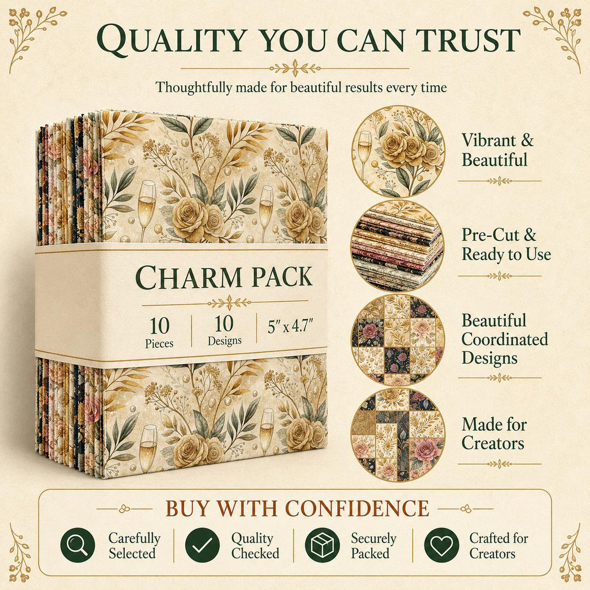 10Pc/Set Flower Series Fat Quarter Fabric, Pre-Cut Square Fabric Assort, Fabric Set, Craft Fabric, Handmade DIY Patchwork Fabric,Home Quilting Sewing Fabric, Packaging Fabric, Scrapbooking Craft Hobbyist
