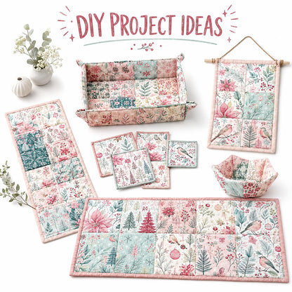 10Pc/Set Christmas Series Bird Flower Holly Pinecones Fat Quarter Fabric, Pre-Cut Square Fabric Assort, Fabric Set, Craft Fabric, Handmade DIY Patchwork Fabric,Home Quilting Sewing Fabric, Packaging Fabric, Scrapbooking Craft Hobbyist