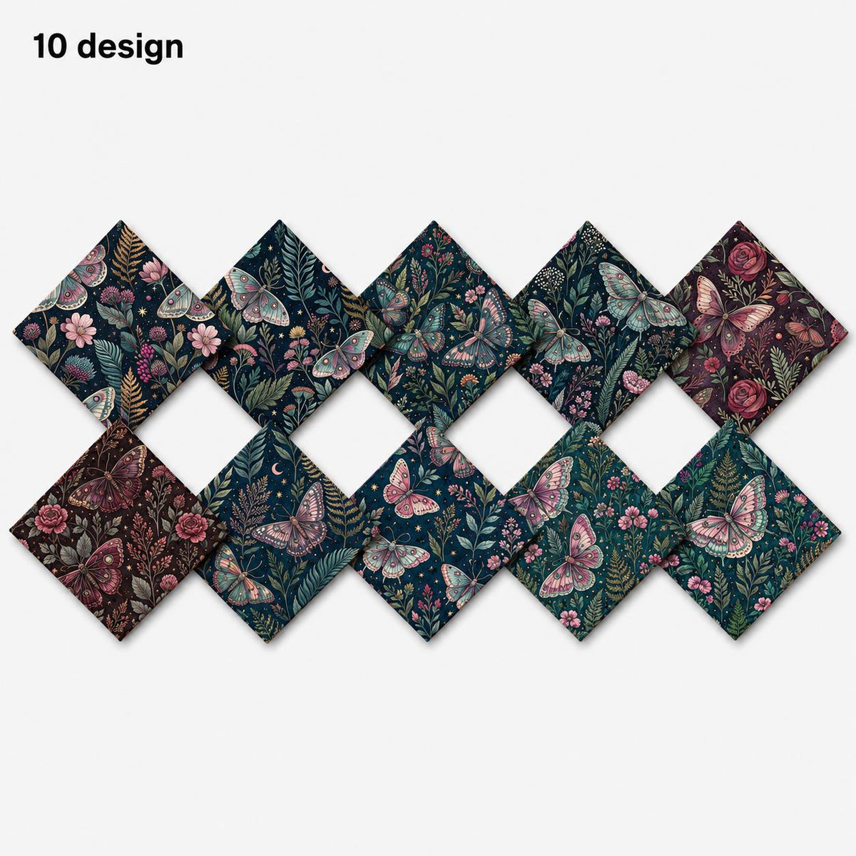 10Pc/Set Flower Butterfly Series Fat Quarter Fabric, Pre-Cut Square Fabric Assort, Fabric Set, Craft Fabric, Handmade DIY Patchwork Fabric,Home Quilting Sewing Fabric, Packaging Fabric, Scrapbooking Craft Hobbyist