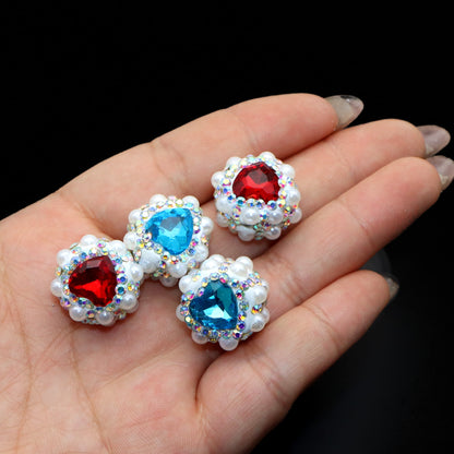1PC Heart Love Valentine's Day Pearl Rhinestone Bead with Opal Effect - Faux Crystal Spacer for DIY Jewelry Making, Bracelets, Necklaces, Earrings & Crafts