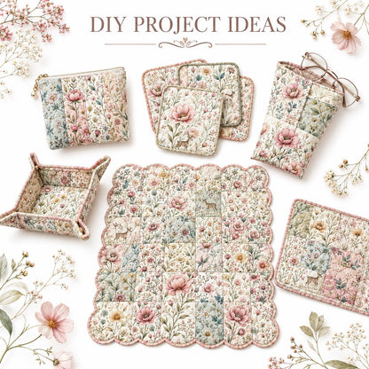 10Pc/Set Flower Series Butterfly Bowknot Fat Quarter Fabric, Pre-Cut Square Fabric Assort, Fabric Set, Craft Fabric, Handmade DIY Patchwork Fabric,Home Quilting Sewing Fabric, Packaging Fabric, Scrapbooking Craft Hobbyist