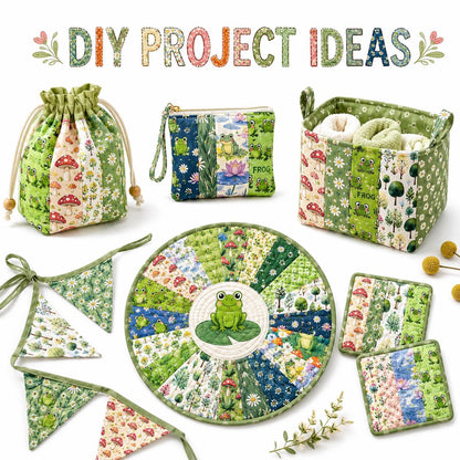 10Pc/Set, Making 10 Images 1pc Each, Each Size: 6.3*50cm Frog Animal Series Sliced Fabric Set Style Combination, Polyester Jelly Roll Fabric Strips, Pre-Cut Quilting Squares, For Quilting DIY, Handicrafts And Sewing, Blankets, Rugs, Interior Decoration, H