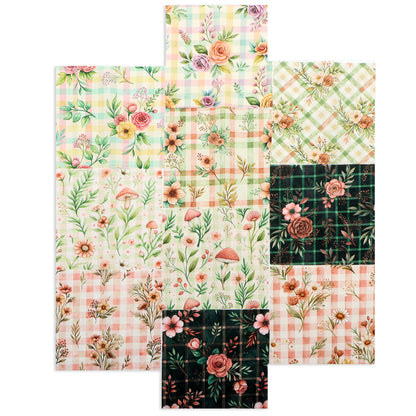 10Pc/Set Flower Plaid Series Daisy Mushroom Fat Quarter Fabric, Pre-Cut Square Fabric Assort, Fabric Set, Craft Fabric, Handmade DIY Patchwork Fabric,Home Quilting Sewing Fabric, Packaging Fabric, Scrapbooking Craft Hobbyist