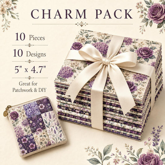 10Pc/Set Flower Purple Series Fat Quarter Fabric, Pre-Cut Square Fabric Assort, Fabric Set, Craft Fabric, Handmade DIY Patchwork Fabric,Home Quilting Sewing Fabric, Packaging Fabric, Scrapbooking Craft Hobbyist