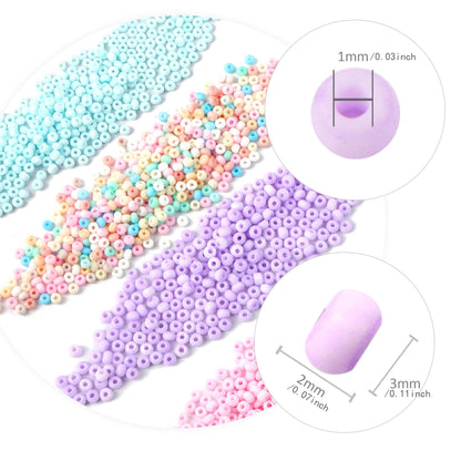 10g/pack 3mm Vibrant Colorful Miyuki Seed Beads Frosted Plain Solid Color Loose Spacer Acrylic Beads with Hole for Jewelry Making DIY Bracelet Necklace Chain Earrings Charm Bangle Decors Craft Accessorie