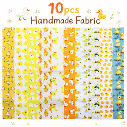 10Pc/Set, Making 10 Images 1pc Each, Each Size: 6.3*50cm Duck Yellow Series Sliced Fabric Set Style Combination, Polyester Jelly Roll Fabric Strips, Pre-Cut Quilting Squares, For Quilting DIY, Handicrafts And Sewing, Blankets, Rugs, Interior Decoration