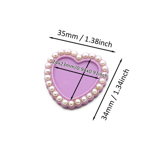 5Pcs Faux Pearl Cameo Base Tray Heart Shaped Cabochons,Vibrant Colors,Perfect for DIY Jewelry Making,Pendant Base,Setting Charms and Festive Projects Decorations