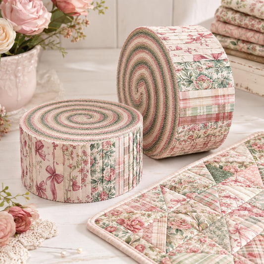 10pcs Vintage Floral Pattern Jelly Roll Fabric Strips 2.5X19.7inch Pre-Cut 100% Polyester For Patchwork Quilts, Table Runners, Placemats, Tote Bags, Storage Pouches, Makeup Bags, Coasters, Quilt Blocks & Binding