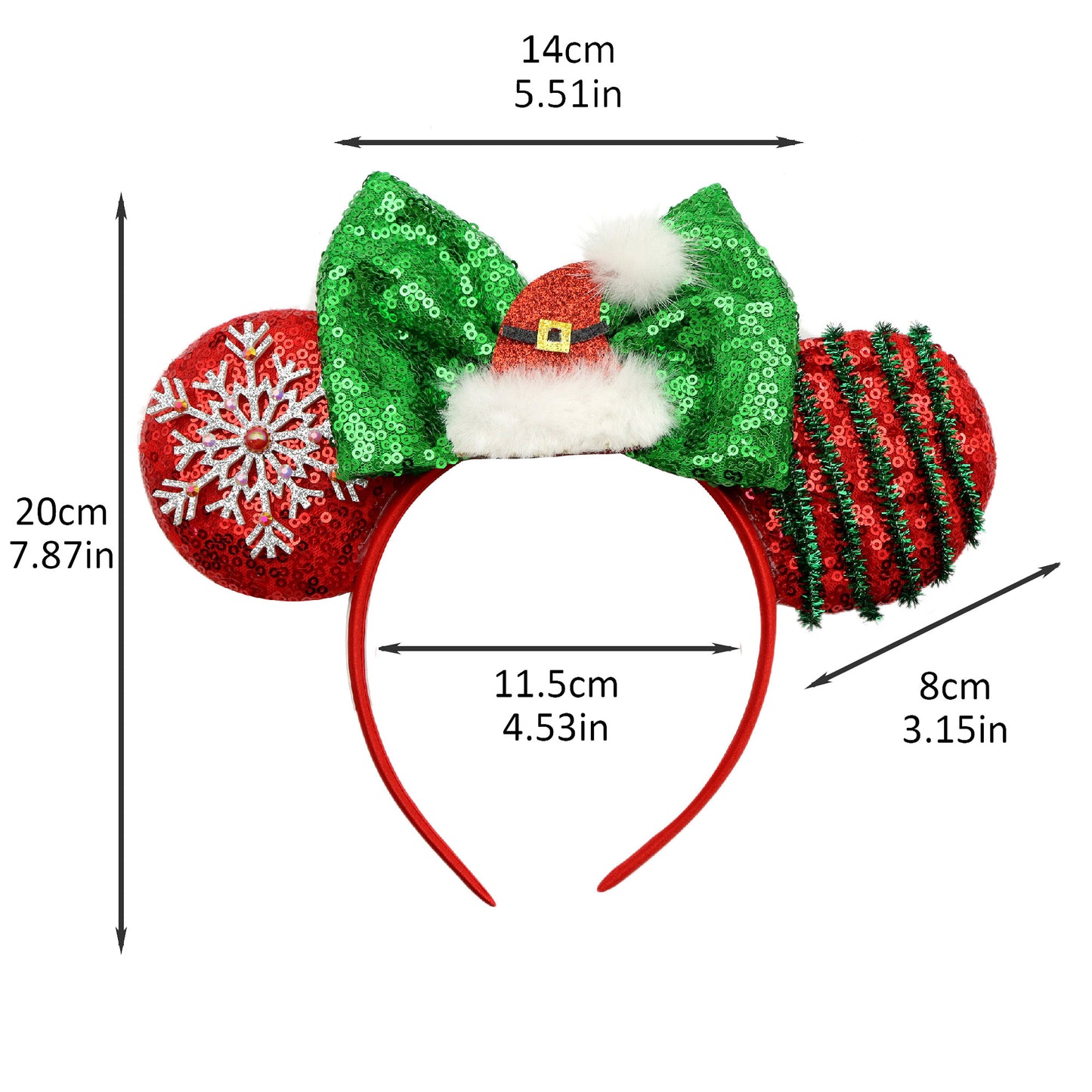 Adorable Christmas Festive Ears Sequined Headband with Bows--With box packaging