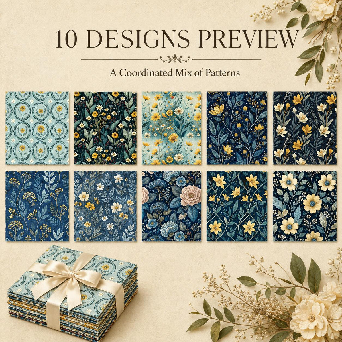 10Pc/Set Flower Series Fat Quarter Fabric, Pre-Cut Square Fabric Assort, Fabric Set, Craft Fabric, Handmade DIY Patchwork Fabric,Home Quilting Sewing Fabric, Packaging Fabric, Scrapbooking Craft Hobbyist