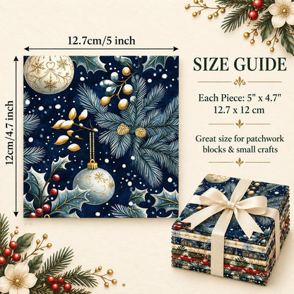 10Pc/Set Christmas Series Star Tree Holly House Fat Quarter Fabric, Pre-Cut Square Fabric Assort, Fabric Set, Craft Fabric, Handmade DIY Patchwork Fabric,Home Quilting Sewing Fabric, Packaging Fabric, Scrapbooking Craft Hobbyist