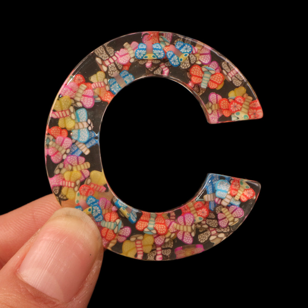 1Pc Butterfly Polymer Clay With Letters Alphabet Crystal Epoxy Resin - Perfect for Bags & Car Accessories, Ideal Gift for Women on Christmas, Birthdays, and New Year