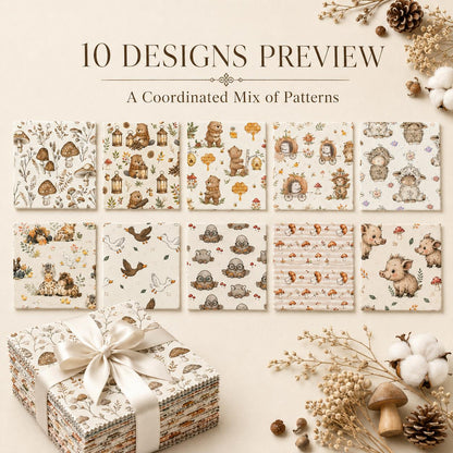 10pcs Charm Pack Set Bear Horse Vintage Style Pattern Handmade DIY with Rich Color and Texture Elements 100% Polyester Patchwork in 10 Design Styles Suitable for Patchwork DIY Craft Projects DIY Wallet Making Gift Giving Bag Making Mother's Day Gift