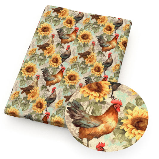 turkey chicken flowerfloral sunflower fabric