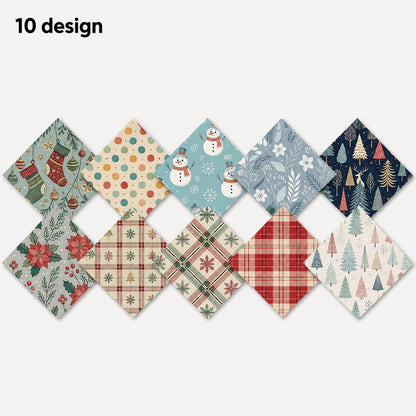 10Pc/Set Christmas Series Flower Dot Plaid Tree Deer Fat Quarter Fabric, Pre-Cut Square Fabric Assort, Fabric Set, Craft Fabric, Handmade DIY Patchwork Fabric,Home Quilting Sewing Fabric, Packaging Fabric, Scrapbooking Craft Hobbyist