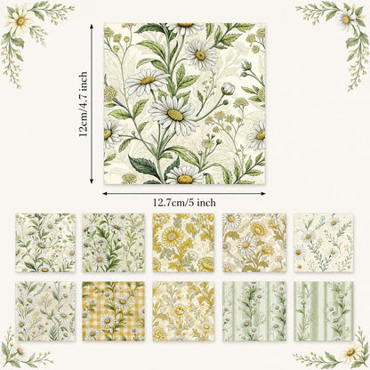 10Pc/Set Flower Series Daisy Plaid Fat Quarter Fabric, Pre-Cut Square Fabric Assort, Fabric Set, Craft Fabric, Handmade DIY Patchwork Fabric,Home Quilting Sewing Fabric, Packaging Fabric, Scrapbooking Craft Hobbyist