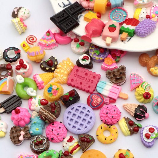 5Pcs Food Series Acrylic Charms,Random Designs,Cake,Cookie,Donuts,Ice Cream Shaped,3D Flatback Resin Cabochons for DIY Jewelry, Earrings, Bracelets, Keychains, Festive Decor, Homemade Gifts, Phone Cases, Water Bottles, Hair Accessories