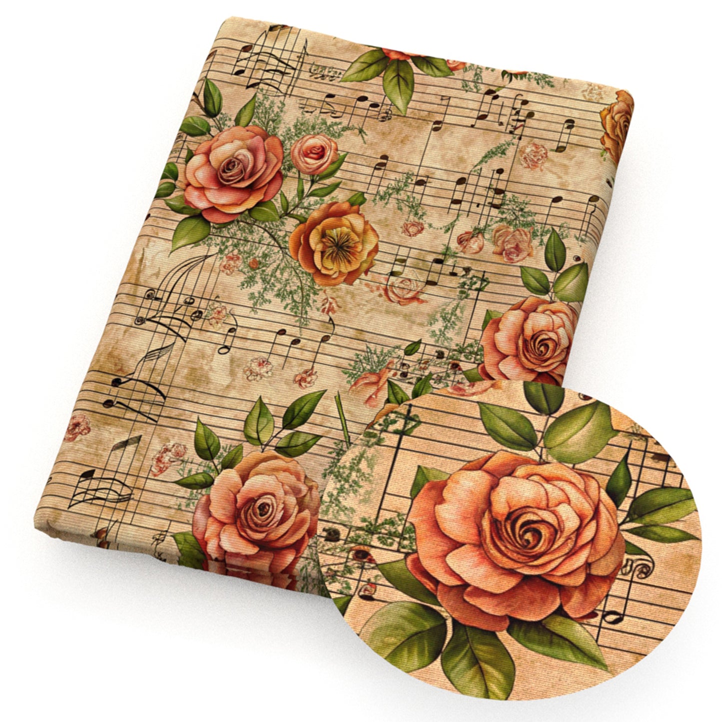 music notes flowerfloral newspaper obsolescence fabric