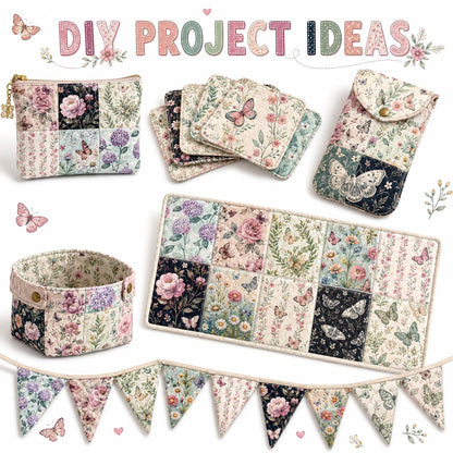 10Pc/Set Flower Series Rose Butterfly Fat Quarter Fabric, Pre-Cut Square Fabric Assort, Fabric Set, Craft Fabric, Handmade DIY Patchwork Fabric,Home Quilting Sewing Fabric, Packaging Fabric, Scrapbooking Craft Hobbyist