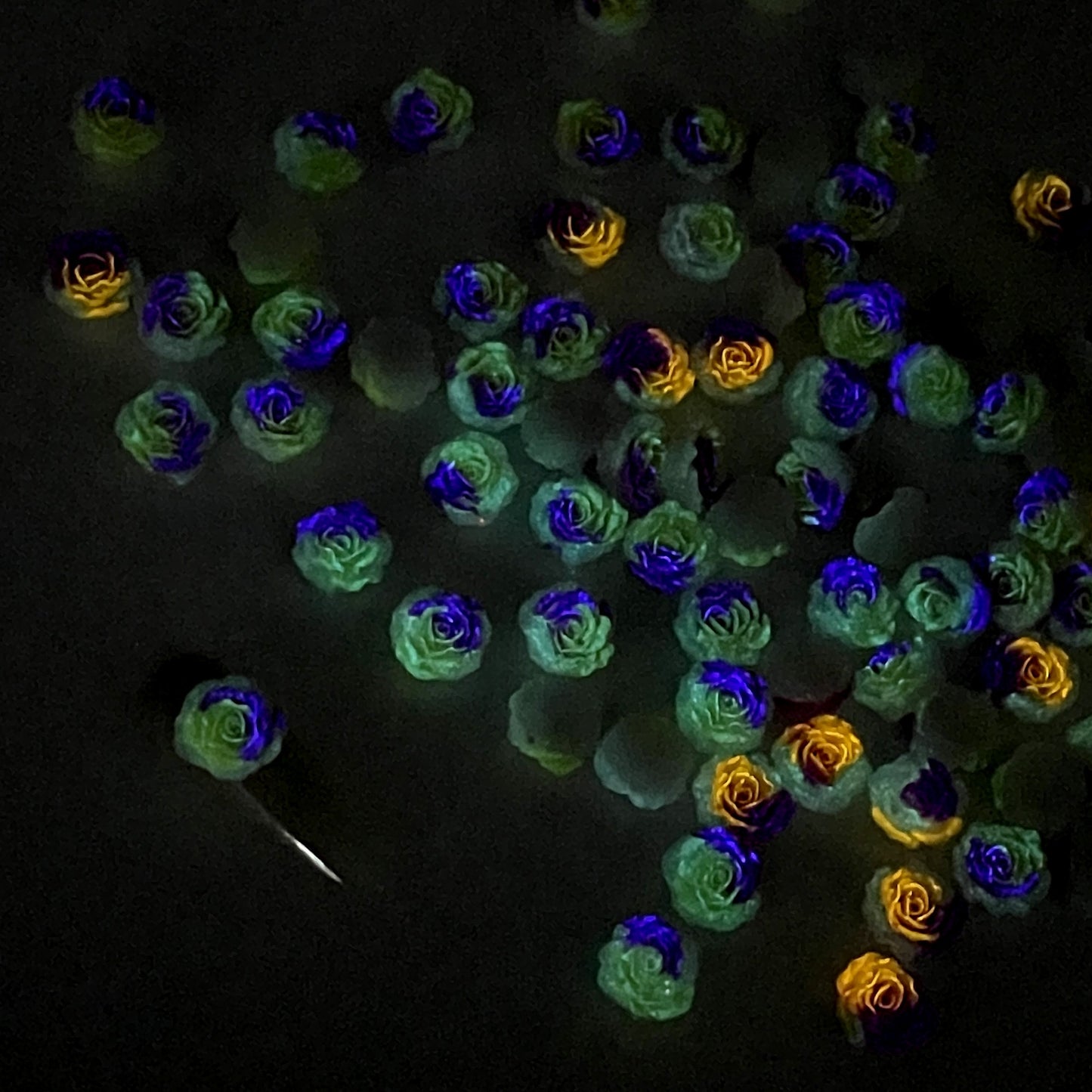 50pcs Acrylic Resin Rose Flower Charms - Glow In The Dark Series 3D Cabochons for DIY Phone Cases, Keychains, Fridge Decor & Accessories