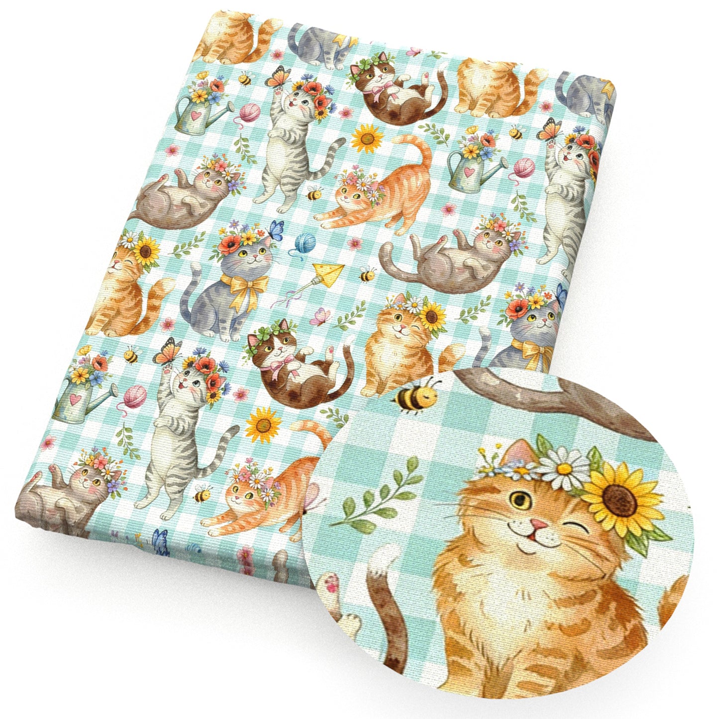 bee cat plaid grid flowerfloral yarn plane butterfly sunflower fabric