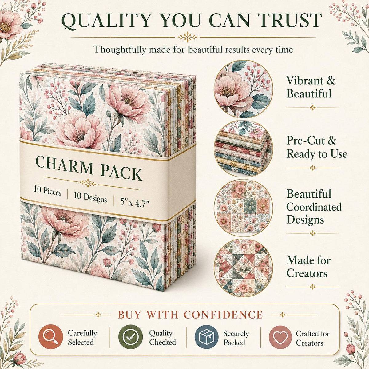 10Pc/Set Flower Series Butterfly Bowknot Fat Quarter Fabric, Pre-Cut Square Fabric Assort, Fabric Set, Craft Fabric, Handmade DIY Patchwork Fabric,Home Quilting Sewing Fabric, Packaging Fabric, Scrapbooking Craft Hobbyist