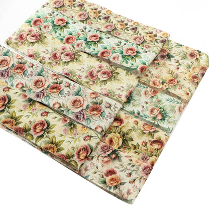 10pcs Vintage Floral Pattern Jelly Roll Fabric Strips 2.5X19.7inch Pre-Cut 100% Polyester For Patchwork Quilts, Table Runners, Placemats, Tote Bags, Storage Pouches, Makeup Bags, Coasters, Quilt Blocks & Binding