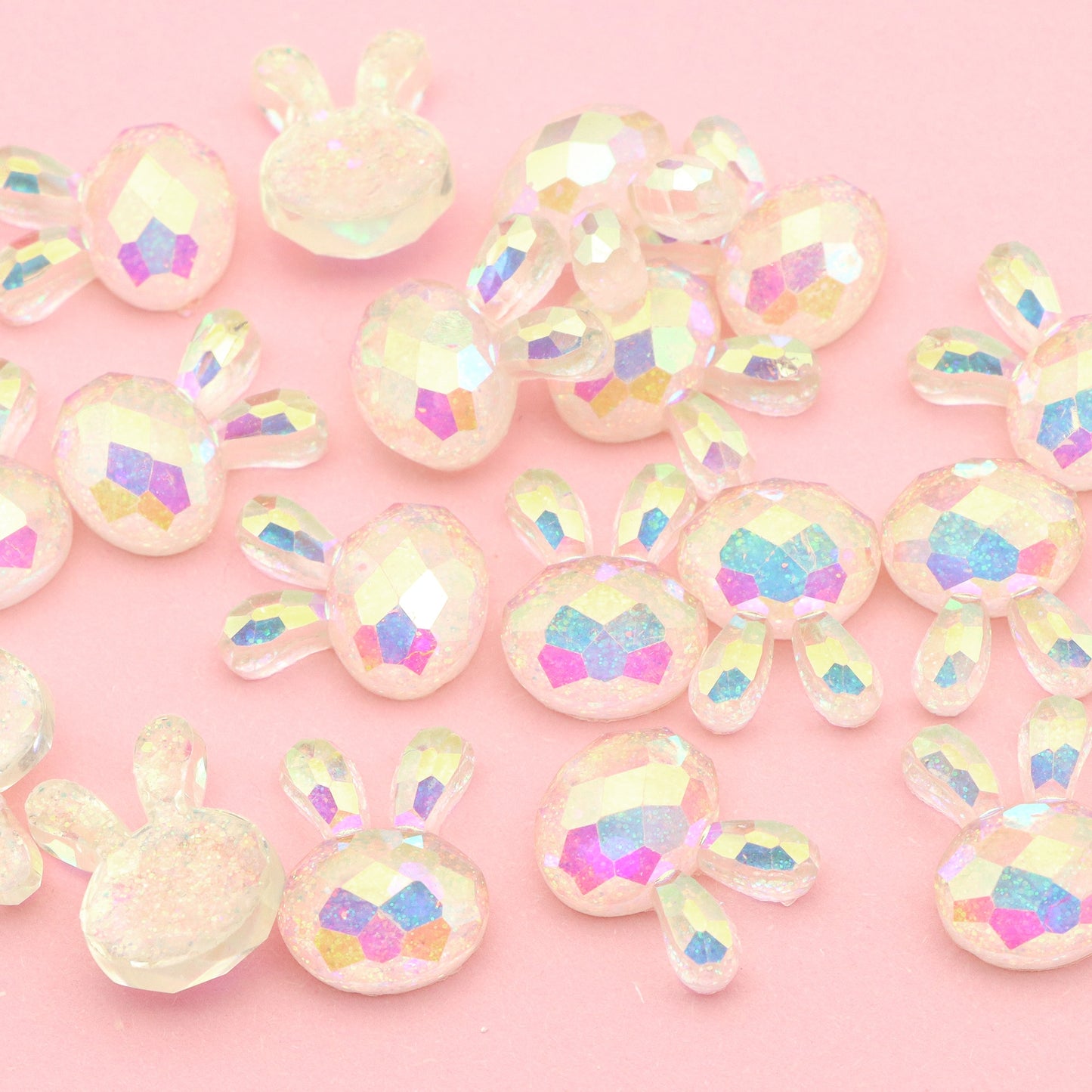 5Pcs Rabbit Bunny Shaped Acrylic Charms Resin,Iridescent Color 3D Flatback Resin Cabochons Beads for DIY Jewelry, Earrings, Bracelets, Keychains, Festive Decor, Homemade Gifts, Phone Cases, Water Bottles, Hair Accessories - Crafting Accessories