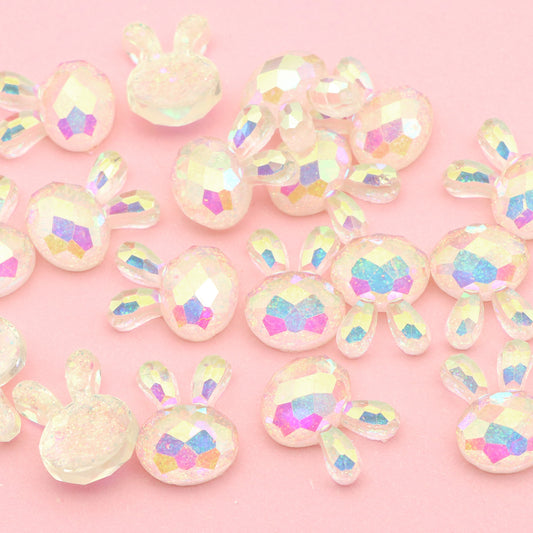 5Pcs Rabbit Bunny Shaped Acrylic Charms Resin,Iridescent Color 3D Flatback Resin Cabochons Beads for DIY Jewelry, Earrings, Bracelets, Keychains, Festive Decor, Homemade Gifts, Phone Cases, Water Bottles, Hair Accessories - Crafting Accessories