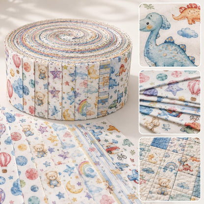 10pcs Vintage Star Bear Fire Balloon Pattern Jelly Roll Fabric Strips 2.5X19.7inch Pre-Cut 100% Polyester For Patchwork Quilts, Table Runners, Placemats, Tote Bags, Storage Pouches, Makeup Bags, Coasters, Quilt Blocks & Binding