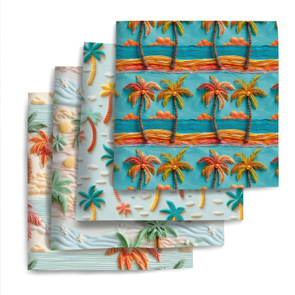 4Pc/set 7.87x7.87inch(20x20cm) Beach series Precut Quilting Fabric Fat Quarter Fabric Bundle