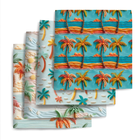 4Pc/set 7.87x7.87inch(20x20cm) Beach series Precut Quilting Fabric Fat Quarter Fabric Bundle