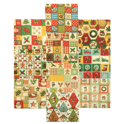 10Pc/Set Christmas Series Bowknot Flower Bell Star Plaid Deer Tree Mouse Holly House Pinecones Northern Cardinal Fat Quarter Fabric, Pre-Cut Square Fabric Assort, Fabric Set, Craft Fabric, Handmade DIY Patchwork Fabric,Home Quilting Sewing Fabric, Packagi