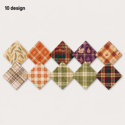 10Pc/Set Autumn Series Plaid Leaves Maple Leaf Fat Quarter Fabric, Pre-Cut Square Fabric Assort, Fabric Set, Craft Fabric, Handmade DIY Patchwork Fabric,Home Quilting Sewing Fabric, Packaging Fabric, Scrapbooking Craft Hobbyist