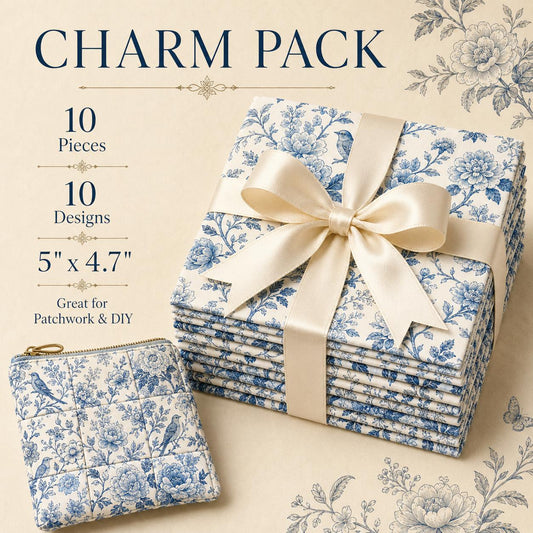 10Pc/Set Flower Blue Series Fat Quarter Fabric, Pre-Cut Square Fabric Assort, Fabric Set, Craft Fabric, Handmade DIY Patchwork Fabric,Home Quilting Sewing Fabric, Packaging Fabric, Scrapbooking Craft Hobbyist