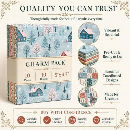 10Pc/Set Christmas Series Deer Tree House Fat Quarter Fabric, Pre-Cut Square Fabric Assort, Fabric Set, Craft Fabric, Handmade DIY Patchwork Fabric,Home Quilting Sewing Fabric, Packaging Fabric, Scrapbooking Craft Hobbyist