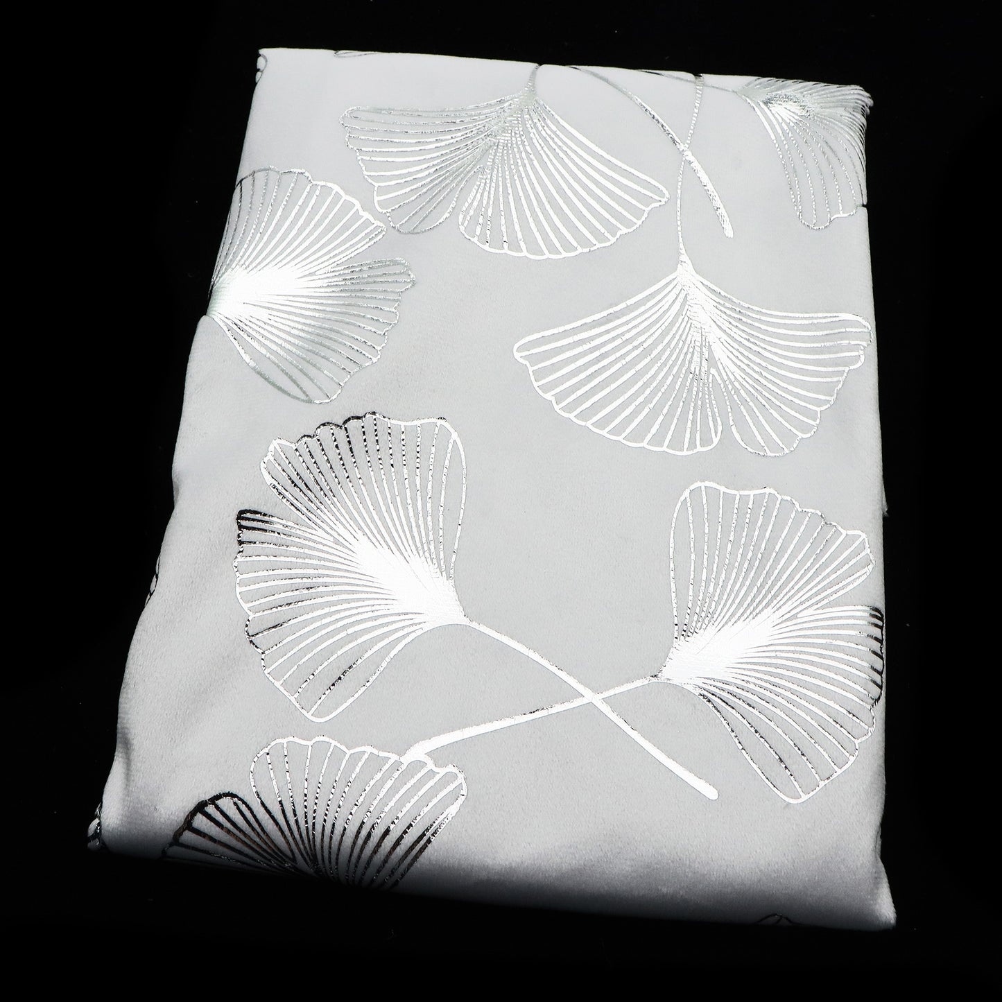 1pc silvery hot stamping ginkgo leaf velvet fabric  - 59x19.68inch(150x50cm) 100%Polyester Material, High Density for DIY Crafts - Hand Wash Only Precut Fabric