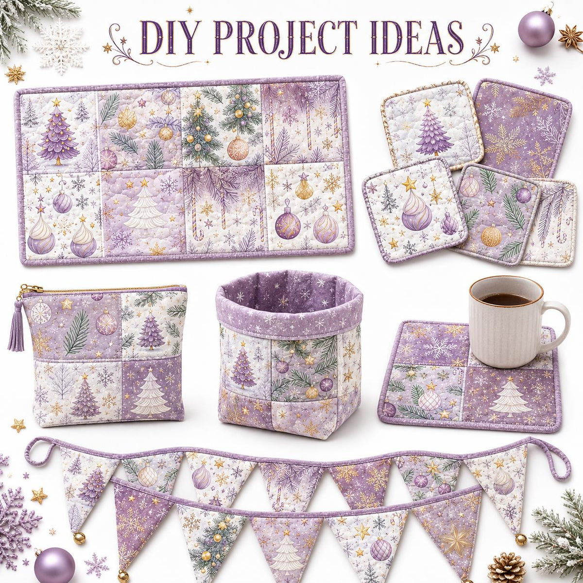 10pcs Charm Pack Set Christmas Tree Pattern Vintage Style Handmade DIY with Rich Color and Texture Elements 100% Polyester Patchwork in 10 Design Styles Suitable for Patchwork DIY Craft Projects DIY Wallet Making Gift Giving Bag Making Mother's Day Gift