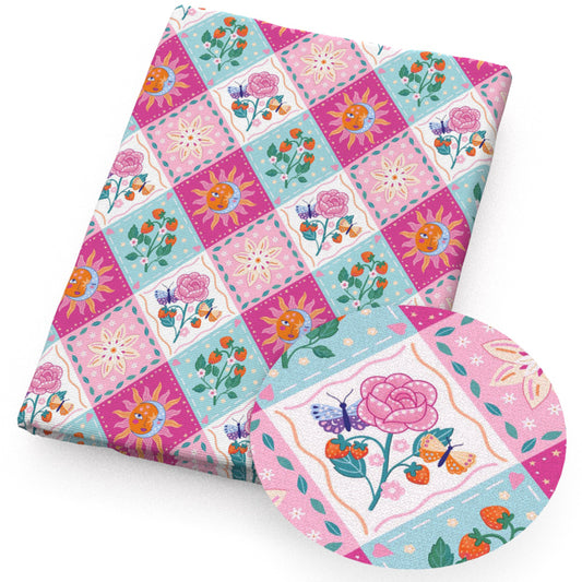 plaid grid moon strawberry butterfly fabric