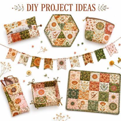 10pcs Charm Pack Set Floral Pattern 100% Polyester Patchwork in 10 Design Styles, Ready-to-Sew Without Cutting, Suitable For Patchwork Wallet Making Gift Giving Tote Bags Coasters DIY Craft Projects