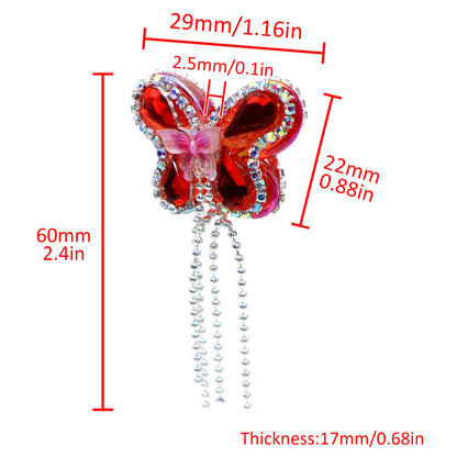 1Pc Luxury Butterfly Rhinestone Faux Crystal Beads with Tassel Loose Spacer Beads with Hole Jewelry Making DIY Bracelet Necklace Chain Earrings Pen Charm Bangle Decors Craft Supplies