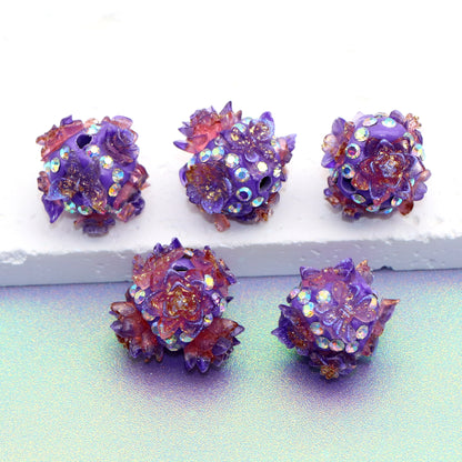 1Pc Blossom Flowers Shaped Polymer Clay Beads Loose Spacer Acrylic Beads with Hole for Jewelry Making DIY Bracelet Necklace Chain Earrings Charm Bangle Decors Craft Supplies