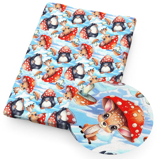 deerreindeer giraffe penguin penguins mushroom fabric