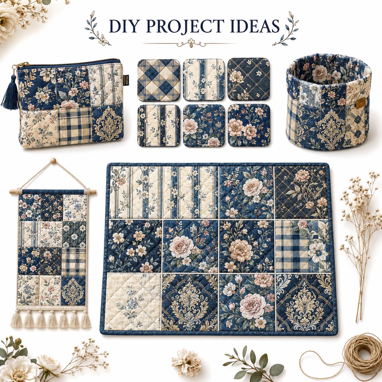 10pcs Charm Pack Set Floral Plaid Pattern Vintage Style Pattern Handmade DIY with Rich Color and Texture Elements 100% Polyester Patchwork in 10 Design Styles Suitable for Patchwork DIY Craft Projects DIY Wallet Making Gift Giving Bag Making