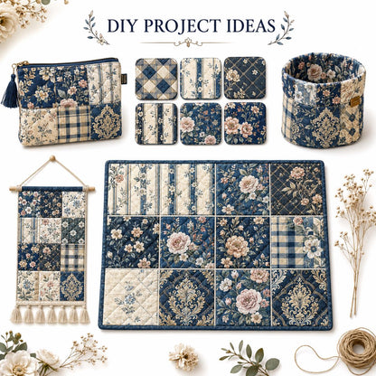 10pcs Charm Pack Set Floral Plaid Pattern Vintage Style Pattern Handmade DIY with Rich Color and Texture Elements 100% Polyester Patchwork in 10 Design Styles Suitable for Patchwork DIY Craft Projects DIY Wallet Making Gift Giving Bag Making