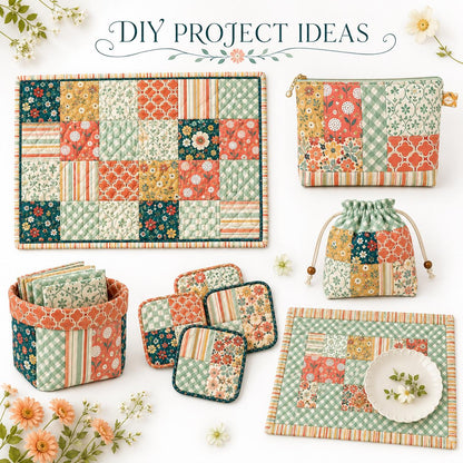 10pcs Charm Pack Set Floral Plaid Pattern Vintage Style Handmade DIY with Rich Color and Texture Elements 100% Polyester Patchwork in 10 Design Styles Suitable for Patchwork DIY Craft Projects DIY Wallet Making Gift Giving Bag Making Mother's Day Gift