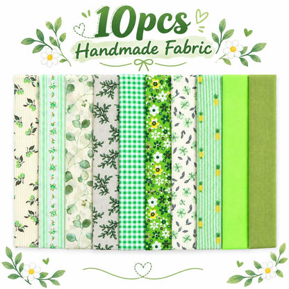 10pcs Vintage Green Flower Jelly Roll Fabric Strips 2.5X19.7inch Pre-cut 100% Polyester for Patchwork Quilts, Table Runners, Placemats, Tote Bags, Storage Pouches, Makeup Bags, Coasters, Quilt Blocks & Binding