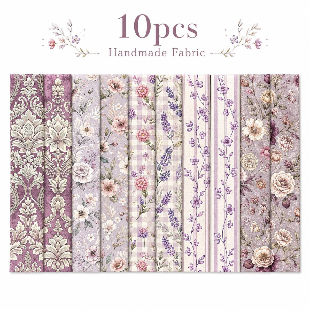 10pcs Vintage Floral Burgundy Pattern Jelly Roll Fabric Strips 2.5X19.7inch Pre-Cut 100% Polyester For Patchwork Quilts, Table Runners, Placemats, Tote Bags, Storage Pouches, Makeup Bags, Coasters, Quilt Blocks & Binding