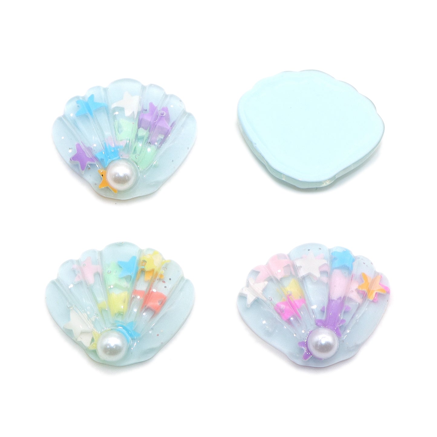 5Pcs Sequin Star Shell With Pearl Resin Charms with Flatbacks - Ideal for DIY Crafts, Jewelry, Phone Cases, Hair Accessories, Cups, Nail Art, and Stationery Decorations